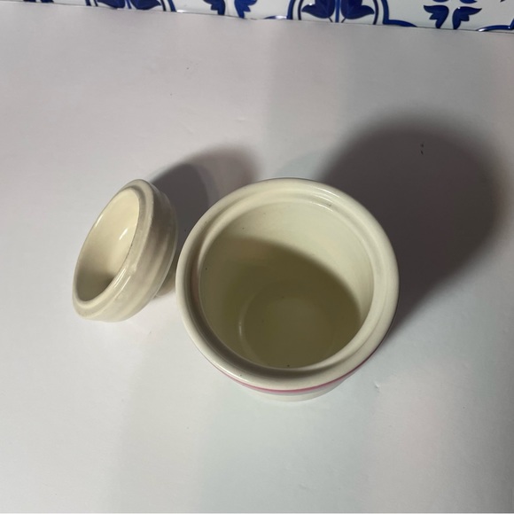 Vintage Treasure Craft Mirage Stoneware Sugar container w/Lid, Pink & Green - Picture 7 of 14